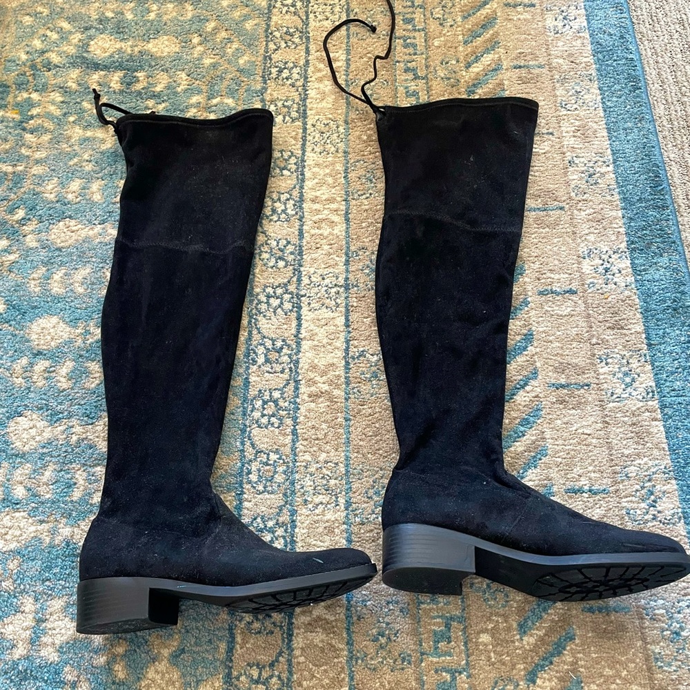 Black Suede Knee-high Boots